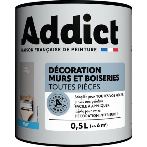 Pittura per muri e legno opaca ADDICT 0,5 litri grigio fumo