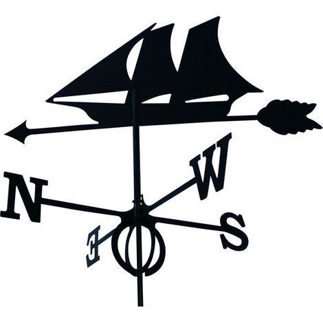 Outils Et Nature – Girouette de jardin bateau en fer forgé 93 cm – Peinture époxy haute température – Découpe au laser – Décoration extérieure (1/2)