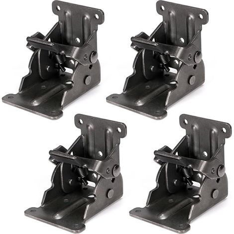 Support pliable - 4 pièces - Charnière pliable - Système de verrouillage automatique - Support étendu avec vis de blocage - 6,6 x 5,3 x 6,3 cm - Charnière pliable étendue - Convient aux pieds de table (1/5)