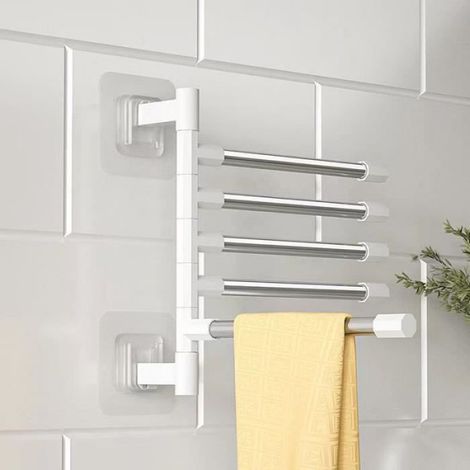 Porte-Serviettes Pivotant Mural 5-Arm, Porte-Serviettes Fold, 180°Rotatives Sèche-Serviettes pour Salle de Bain Cuisine (1/3)
