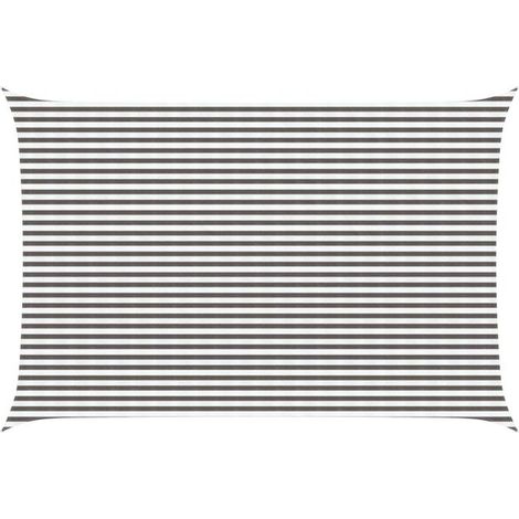 Voile d'ombrage gris clair et blanc 4 x 7 mètres en PEHD