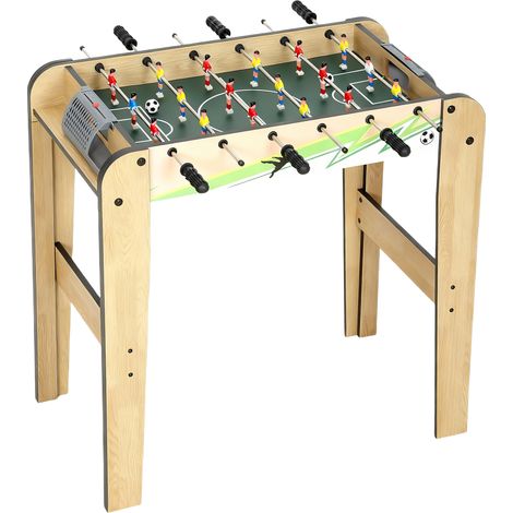 Table baby-foot bois enfants 2 marqueurs 6 barres 18 joueurs naturel 75x66x75 cm (1/5)