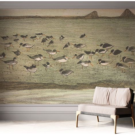 Tapete Selbstklebend - abwaschbar - Tapete mit Motiv - trendige Wanddeko - elegant Fototapete Vogelruhe 312x219 cm (1/5)