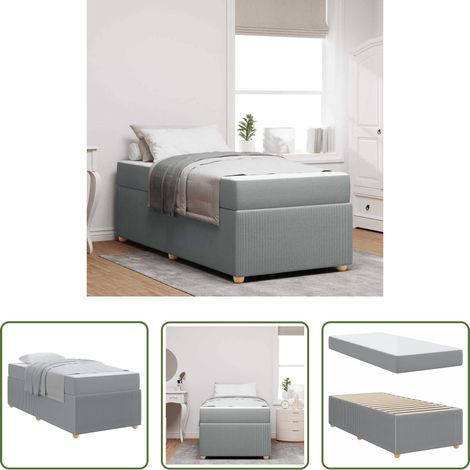 vidaXL Matratze - Bettrahmen mit Matratze Hellgrau 100 x 200 cm Stoff (1/5)