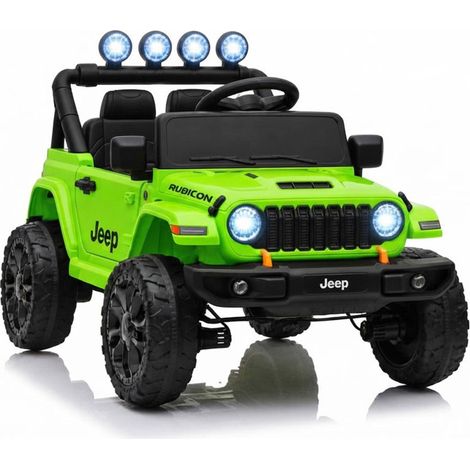 Macchina Elettrica per Bambini Licenza Jeep Wrangler Rubicon 12V con Sedili in Pelle e Telecomando Verde (1/5)