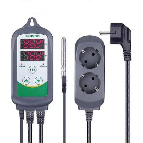 Contrôleur de température numérique 308 et 308WIFI avec prise standard européenne, thermostat à double relais pour chauffage et refroidissement, idéal pour le brassage amateur. (1/5)