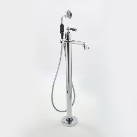 Milano Elizabeth Freestanding Bath Shower Mono Mixer Tap with Lever Handle - Chrome & Black (1/5)