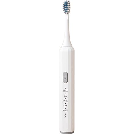 Brosse à dents électrique avec 3 têtes de brosse et 5 modes de nettoyage, minuteur intelligent intégré de 2 minutes, blanche-AquaForge (1/5)