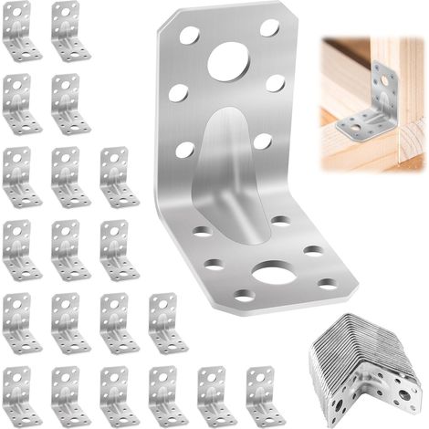 20 Equerre De Fixation, Acier Inoxydable Renforcé 50x50x35mm, Connecteur Angle 90 Degrés Pour Étagère Et Meuble (1/5)