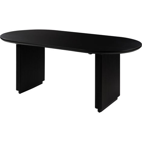 Esstisch oval Mango 220x100x76x76 schwarz lackiert BARCELONA 125