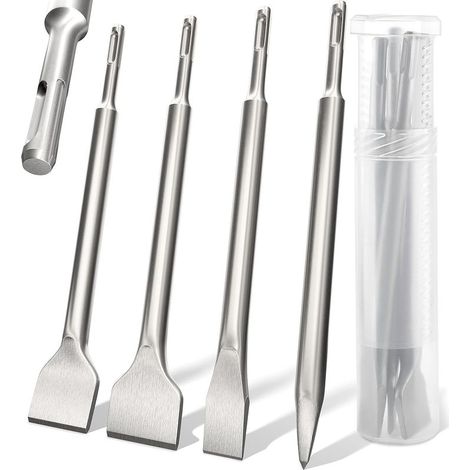 Set burin SDS Plus - Avec burin carrelage - Emballé dans une boîte rotative pratique (1/5)