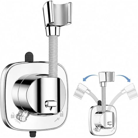 Support Pommeau Douche Rotatif à 360° avec Ventouse, Sans Perçage Capacité, Support Douchette Réglable de Diamètre, Antidérapant und Antirouille (1/4)