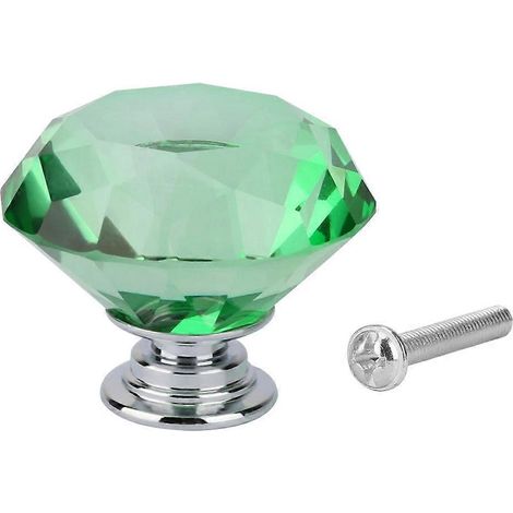 Poignée de tiroir en verre cristal en forme de diamant (701 A-40 vert) (1/4)