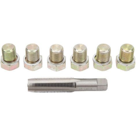 FOREHILL Kit de réparation de filetage de bouchon de vidange d'huile 13 pièces M13 x 1,5 mm Kit d'outils de refiletage de vis de carter d'huile (1/4)