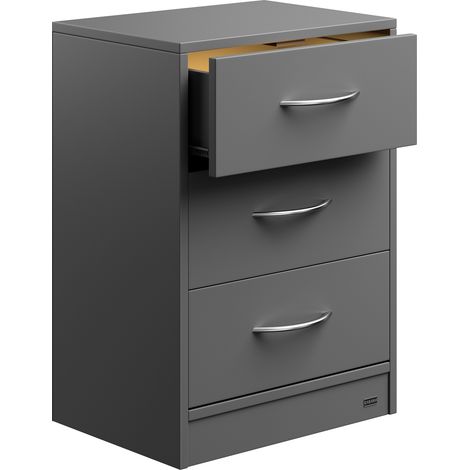 CASARIA® Eloise 3-Drawer Bedside Table Chest Of Drawers 3 Drawers Cable Routing Hole Wall Mounting Option Bedroom Nightstand 54x39x28cm Anthrazit LED (de)