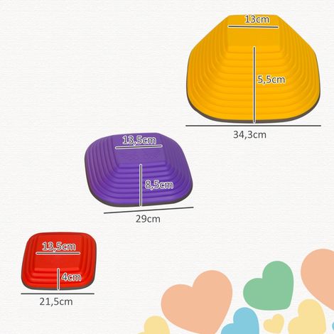 Galets de rivière 6 pièces d'équilibre carrées, empilables et antidérapantes, jusqu'à 80 kg, pour enfants de 3 à 8 ans, multicolore (1/5)