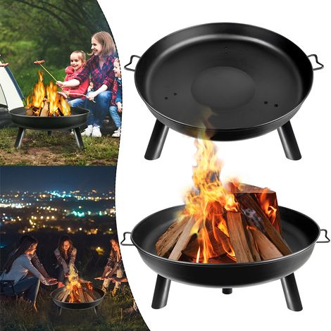 AUFUN Multifunktional Foyers et Braséros avec 3 Pieds Rond BBQ Brasero Exterieur Ménager Barbecue Brasero pour Terrasses Jardin Carré Fête, Noir (1/5)