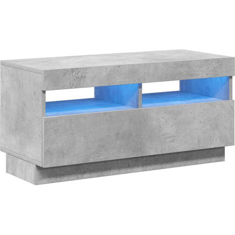 Meuble TV avec lumières LED, Étagère TV, Meuble de Salon, Gris béton 80x35x40 cm OIB9651E (1/4)