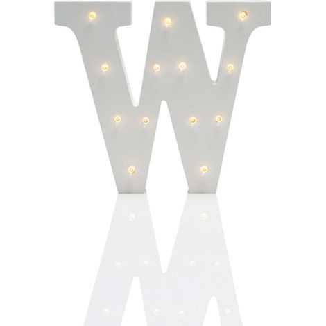 Alphabet 'W' Marquee Battery Light Up Circus Letter, Warm White LEDs, 16cm