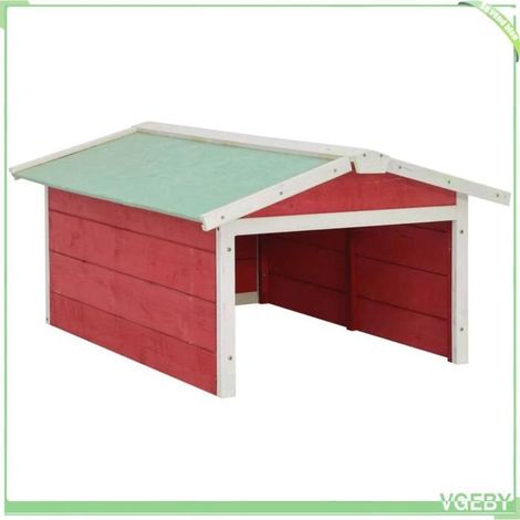 Garage / maison pour tondeuse robotique - FAFEICY - 170881 - Sapin massif - 72x87x50 cm - Imperméable, rouge et blanc (1/5)