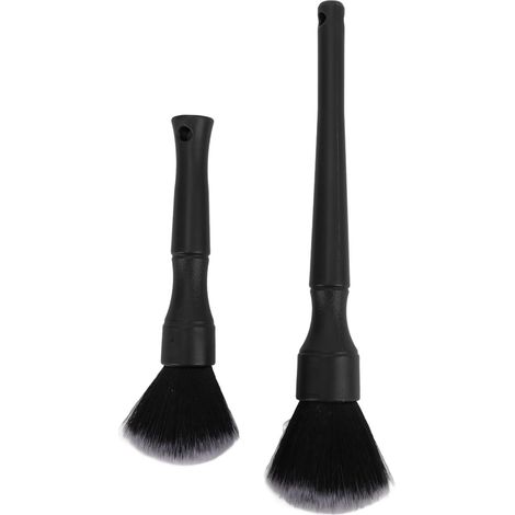 Brosse de nettoyage auto 2 pièces, set microfibre polyvalent pour voiture, brosse détaillant universelle noire, accessoire intérieur/extérieur (1/5)