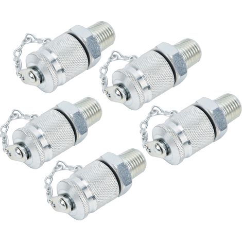 5 raccords hydrauliques de test filetés PT/PPT NPT 1/4 pour mesure de pression, lot de 5 adaptateurs (1/5)