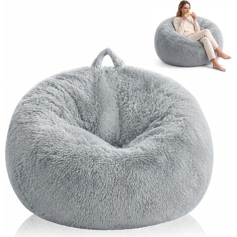 Housse de pouf en forme de goutte - Sans rembourrage - En fourrure synthétique moelleuse - Pour enfants et adultes - Lavable et amovible - Pour jeux, salon, chambre à coucher - 70 x 80 cm (1/5)
