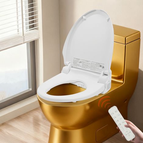 【Chauffage et ventilation】Abattant WC avec Douche, Siège de Toilette avec Buse, Lunette de Toilette Électrique avec Chauffant des Sièges, Eau Chaude, Sèche-linge (1/5)