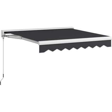 Auvent électrique pliable en aluminium gris 2,5 x 2 m, équipé d'une manivelle et d'une commande, modèle mural pratique et résistant pour terrasse et balcon. (1/4)