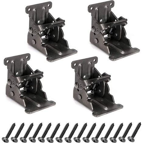 Patas de mesa plegables con bisagras de cierre automático para estantes, bancos de trabajo y escritorios, juego de 4 (1/5)