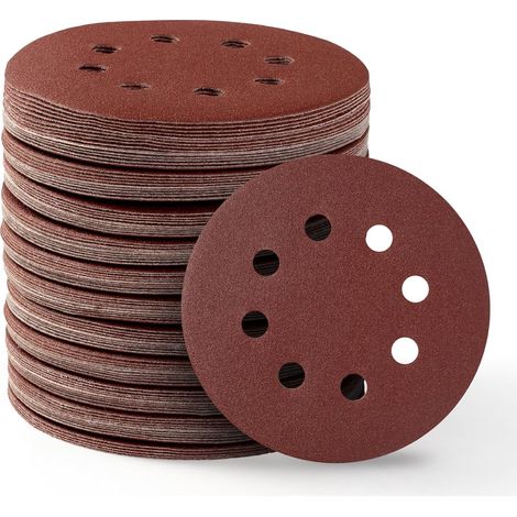 Abrasif Trous Disques Abrasifs Granulométrie P150 Rond Pour Ponceuse Excentrique 110 pièces 125mm 8 Papier (1/5)