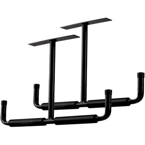 Crochets de rangement de plafond de garage en métal, crochets muraux, crochets utilitaires robustes pour échelle, vélo, bois, outils et articles encombrants (pack de 2, noir) (1/5)
