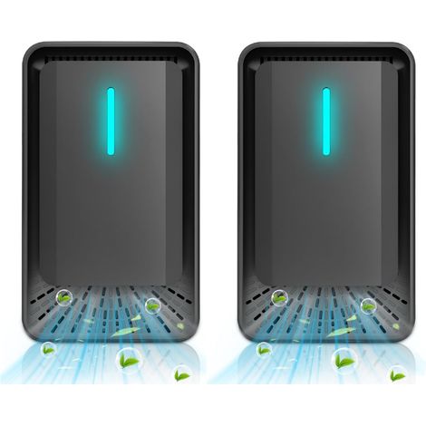 Air Purifier Socket, Pack of 2, Mini Ioniser with Negative Ions, Socket Air Purifier Against Smoke, Dust & Pet Odors, for Bedroom, Living Room, Office (Black) (1/5)