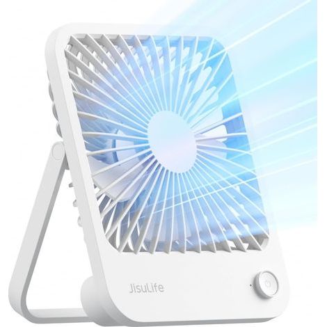 Desk Fan with Rechargeable Battery, 4500mAh 180° Foldable, 4 Adjustable Speeds, Long Battery Life for Home, Office, Travel, Outdoor (1/5)