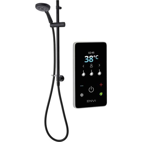 Triton ENVi Wired Thermostatic Electric Shower 9.0KW Riser Rail Black (1/5)