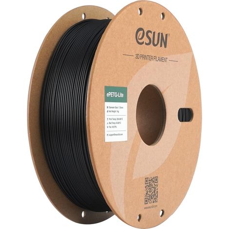 PETG Filament 1.75mm Haute Résistance, Bobine de 1KG (2.2 LBS) pour Imprimantes 3D, Noir (1/5)