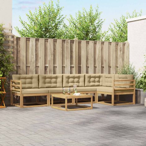 vidaXL Outdoor-Sofagarnitur 6 pcs Weiß und Beige 79 x 79 x 37 cm (1/5)