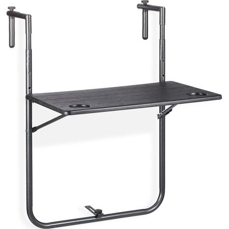 Mesa colgante abatible para balcón práctica 60 x 40 cm con portabebidas estilo contemporáneo de plástico negro 130010260 (1/5)