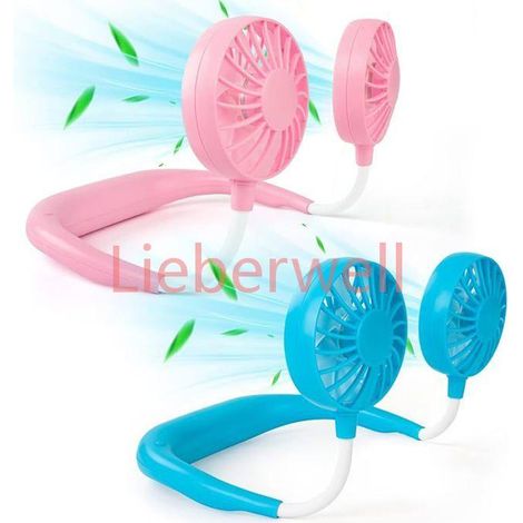 .Ventilateur de cou portable Ventilateur mains libres personnel rechargeable Mini ventilateur de sport bande de cou blu VENTILATEUR (1/5)