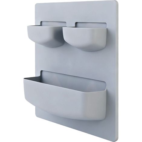 Porte-accessoires mural multifonction, organisateur de bureau et de cuisine pour la maison, boîte de rangement horizontale en PP gris bleu 21,5 cm avec adhésif double-face (1/5)