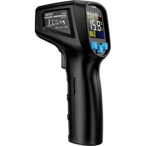 Thermomètre infrarouge numérique LCD sans contact portatif -50 à 400 °C, pyromètre testeur de température IR industriel avec émissivité réglable (1/5)