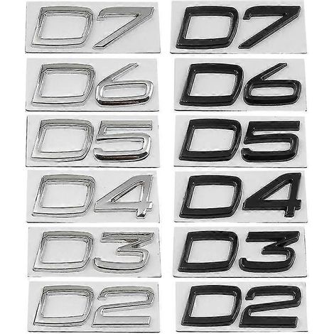 Logo autocollant en métal noir brillant pour coffre de voiture (lettres D2 à D7) pour Volvo S40, S60, V40, V50, XC40, XC60, V70, V60, S90, C30, XC90, S80 (D6). (1/4)