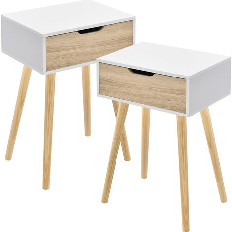 Set di 2 tavolini laterali 60 x 40 x 30 cm effetto rovere bianco 030009718