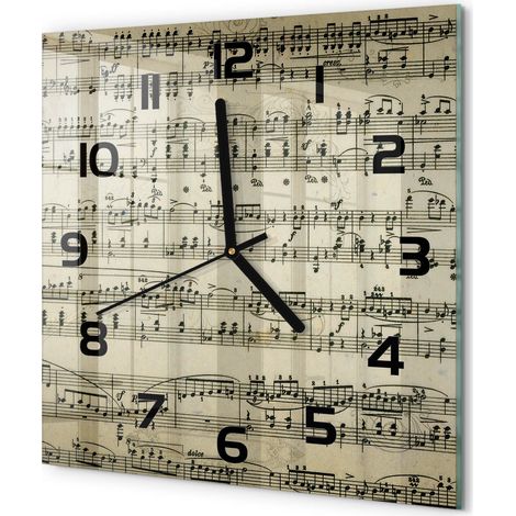Horloge Murale Carrée Chambre Bureau Verre Silencieuse Design Moderne Élégant Notes 30x30 cm (1/5)