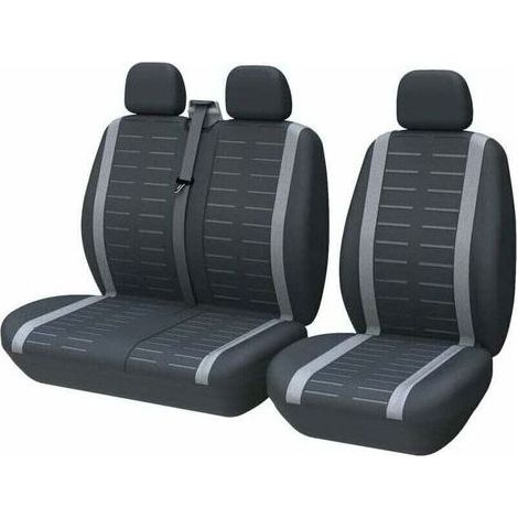 Housses siège voiture Protection sièges 3 places gris, tissu lavable, universelles Conducteurs (camions/camionnettes/bus) (1/4)