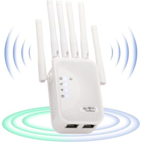 1x Répéteur WiFi, double bande 1200 Mbps, amplificateur signal WiFi avec port Ethernet, pour maison et appartement