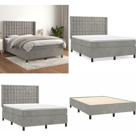 Boxspringbett mit Matratze Hellgrau 140x200 cm Samt - Samtbett - Boxspringbett - Doppelbett - Schlafzimmermöbel - Luxusbett - Home & Living (1/5)