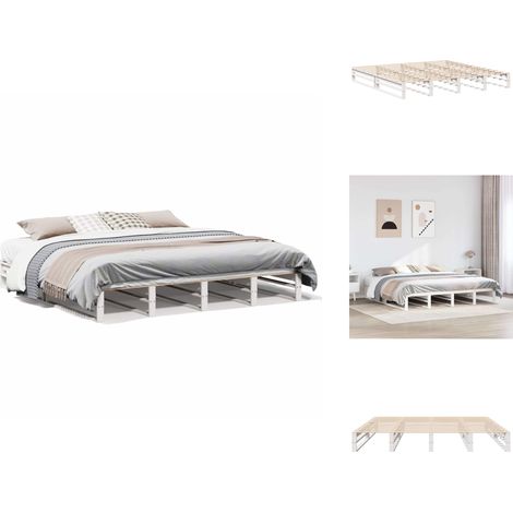 Massivholzbett ohne Matratze Weiß 180x200 cm Kiefernholz - Bettgestell - Bettgestelle - Bettrahmen - Bett (1/5)