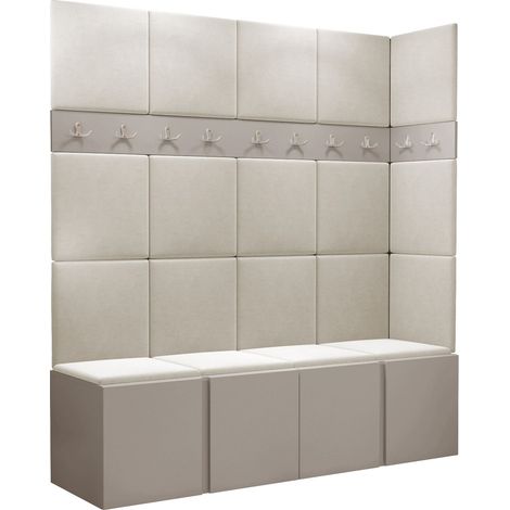 Conjunto para recibidor Pinis II, Manila 02, 186x168x46cm, Aglomerado laminado, Tapiz, Colocada, Montada en la pared
