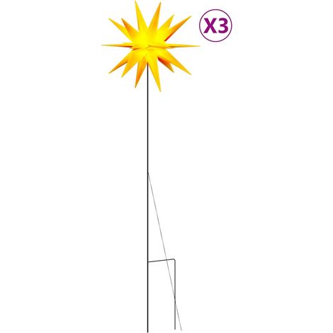 3 pcs Lumières de Noël,Décoration de Noël avec piquets LED pliable jaune 57 cm CFW91365 (1/5)